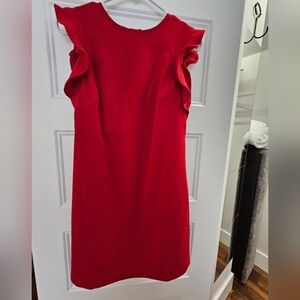 Red Vineyard Vines Shift Dress with Flutter Sleeve